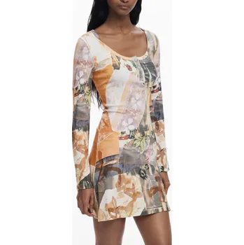 Dámské šaty Krátké vzorované šaty Desigual DESIGUAL šedá | hnědá | oranžová | zelená | krémová | vícebarevná 3431067