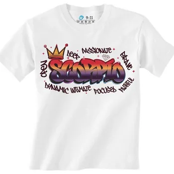 Chlapecké tričko Dětské tričko Horoskop Štír Scorpio Graffiti (Barva: Bílá)