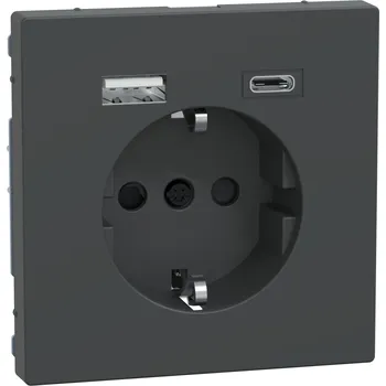 Elektrická zásuvka MEG2367-6034 Zásuvka Schuko, Sys-D, USB A+C, antracit, Schneider Electric