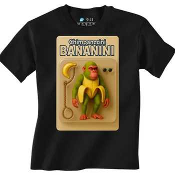 Chlapecké tričko Dětské tričko Akční Figurka Chimpanzzini Bananini (Velikost: 5-6, Barva: Černá)