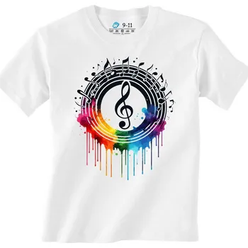 Dívčí tričko Dětské tričko Barevná Symfonie Houslového Klíče (Barva: Bílá)