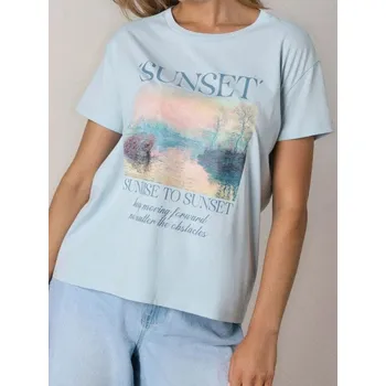 Dámské tričko Sinsay - Tričko s krátkým rukávem - modrá - 756IN-05X - 756IN-05X-XL