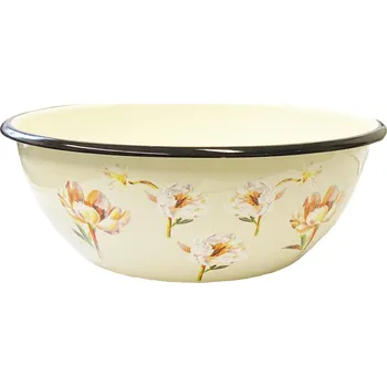 Smaltovaná mísa béžová 4L Květinová fantazie