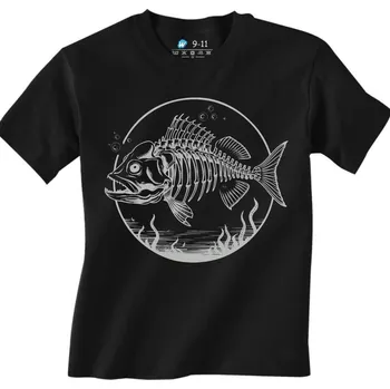 Chlapecké tričko Dětské tričko Rybí Kostra z Hlubin (Velikost: 7-8, Barva: Černá)