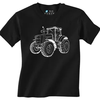 Chlapecké tričko Dětské tričko Černobílý Traktor (Velikost: 9-11, Barva: Černá)