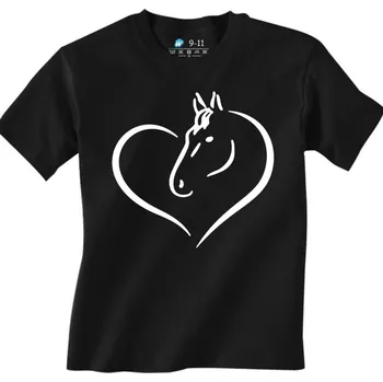 Chlapecké tričko Dětské tričko Koňská láska (Od 3 do 13 let) (Velikost: 7-8, Barva: Černá)