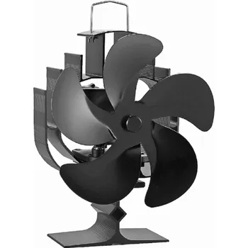 Krbový ventilátor Ventilátor na kamna FLAMINGO pětilopatkový, automaticky otočný, černý