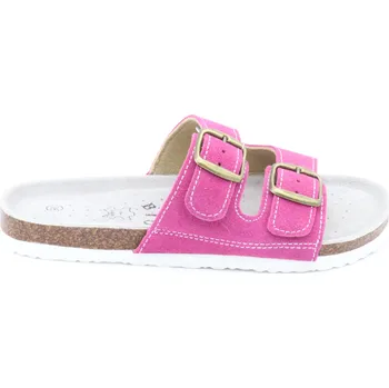 Dámské pantofle SAMLUX® Dámské kožené korkové pantofle fuchsiové 988-L12 (100% kůže) Barva: Rose, Velikost: 40