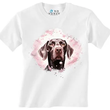 Dívčí tričko Dětské tričko Německý ohař krátkosrstý mezi Sakurami (Barva: Bílá)