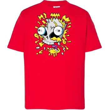 Chlapecké tričko detske-levne-bavlnene-tricko-potisk-oblicej-bart-simpson Barva: Red - červená, Dětská bavlněná trička JHK: S