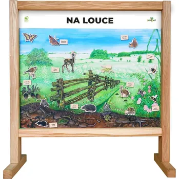 Dřevěná hračka Lesní svět Stolní biotop s magnety - Louka