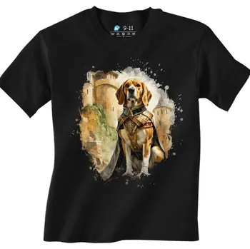 Chlapecké tričko Dětské tričko Statečný Bígl v Brnění (Velikost: 3-4, Barva: Černá)