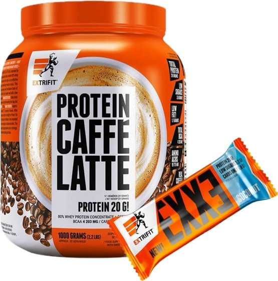 AKCE Extrifit Protein Caffe Latte 1000 g + ZDARMA Exxe 65 g