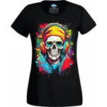 Dámské tričko DJ Lebka v Rytmu (Velikost: M, Barva: Černá)