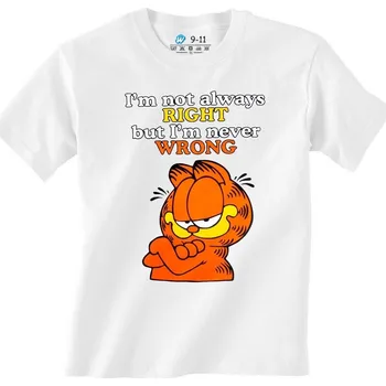 Chlapecké tričko Dětské tričko Garfield „Nikdy se nemýlím“ (Od 3 do 13 let) (Velikost: 3-4, Barva: Bílá)