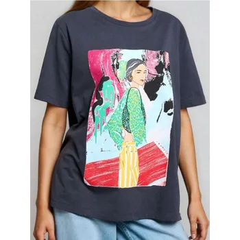 Dámské oblečení Sinsay - Tričko s krátkým rukávem - šedá - 220IN-90X - 220IN-90X-XL