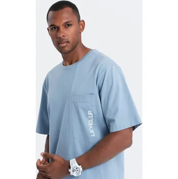 Pánské oblečení Pánské tričko OVERSIZE - nebesky modrá S1628 - S