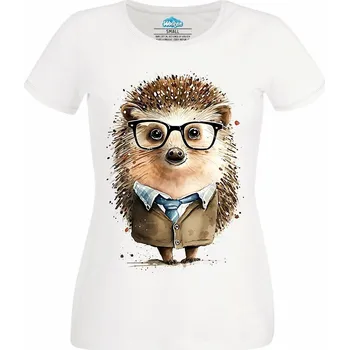 Dámské tričko Dámské tričko Slušný Ježek v Kravatě (Velikost: M, Barva: Bílá)