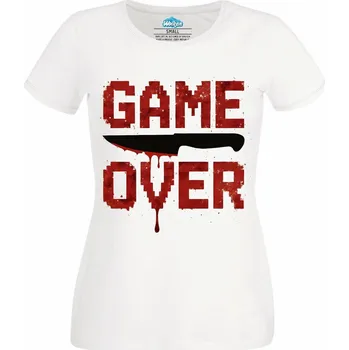 Dámské tričko Hororová Hra Game Over (Velikost: 4XL, Barva: Bílá)