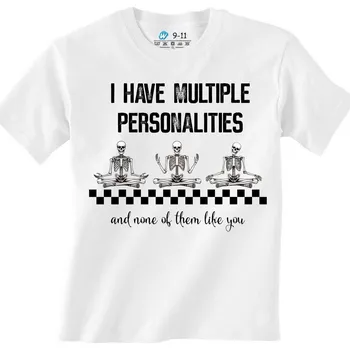 Chlapecké tričko Dětské tričko Mám více osobností, žádná tě nemá ráda (Velikost: 9-11, Barva: Bílá)
