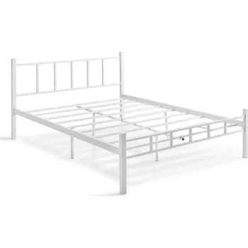 Postel Kovová dvoulůžková postel ORMEL 120x200 cm bílá nosnost 120 kg