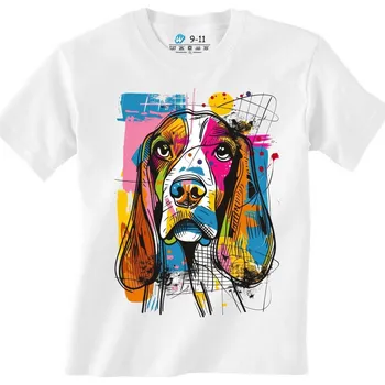 Chlapecké tričko Dětské tričko Barevná skica Anglický kokršpaněl (Velikost: 7-8, Barva: Bílá)