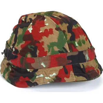 Potah na helmu M71 Švýcarsko ALPENFLAGE (Plátěnný kamuflážní povlak na helmu vz.71, v maskovacím vzoru ALPENFLAGE, který využívá Švýcarská armáda)