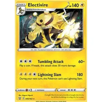 Volný čas Pokémon BST 045/163 Electivire - Battle Styles Stav: Near Mint, Verze: REVERSE HOLO