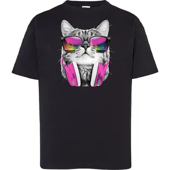 Dívčí tričko detske-levne-bavlnene-tricko-potisk-kocka-sluchatka Barva: Black -černá, Dětská bavlněná trička JHK: L