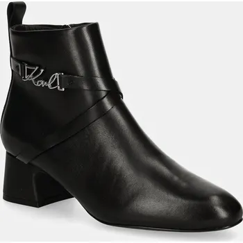 Dámské kozačky Kožené kotníkové boty Karl Lagerfeld BONNIE dámské, černá barva, na podpatku, KL30354 KL30354.00S 99X, EUR 36