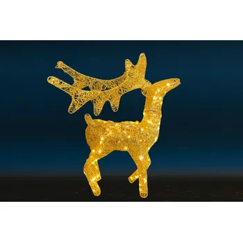 Vánoční světelná dekorace LED vánoční sob – svítící dekorace, zlatá s třpytkami