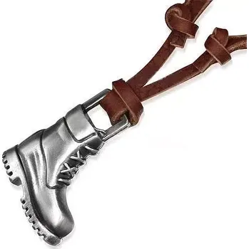 Náhrdelník Přívěšek těžká bota na kůži 31 (Módní náhrdelník, kůže)