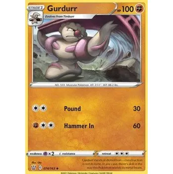 Volný čas Pokémon BST 074/163 Gurdurr - Battle Styles Stav: Near Mint, Verze: REVERSE HOLO