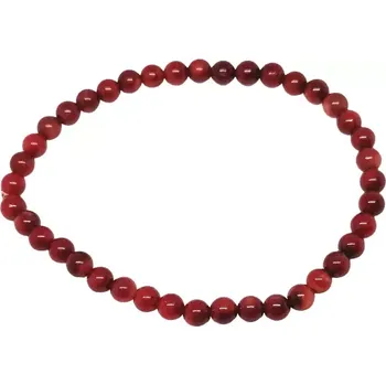 Náramek Červený korálový náramek 5 mm