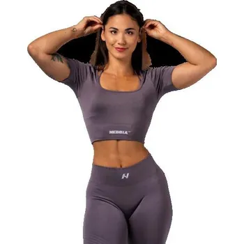 Dámské tričko Nebbia Tvarující bezešvý crop top FLOW SEAMLESS 499 XS - béžová + DÁREK