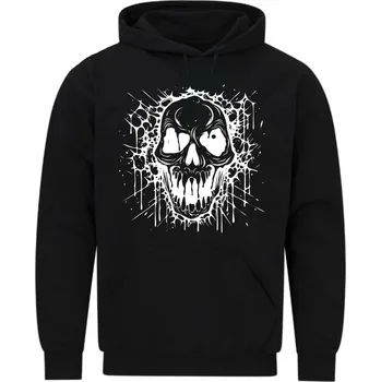 Pánská mikina Pánská mikina Rozteklá Černobílá Lebka v Temnotě (Velikost: 5XL, Barva: Černá)