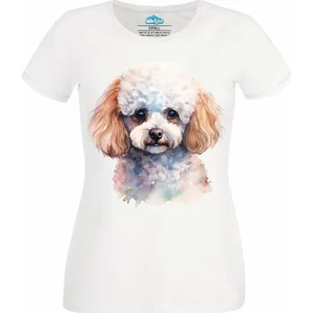 Dámské tričko Pudl Poodle (Velikost: 4XL, Barva: Bílá)