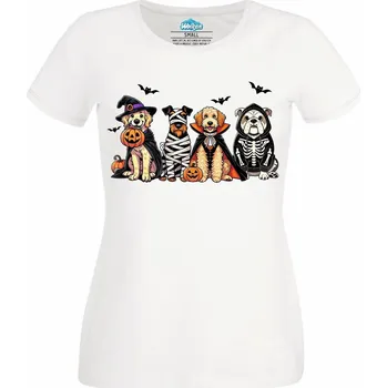 Dámské tričko Psí Halloween (Velikost: 4XL, Barva: Bílá)