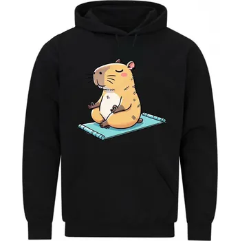 Pánská mikina Pánská mikina Meditující Kapybara Yoga (Velikost: 5XL, Barva: Černá)