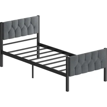 Postel Kovová jednolůžková postel KAROM 90x200 cm šedá nosnost 120 kg