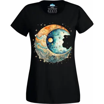 Dámské tričko Měsíc mezi Dnem a Nocí (Velikost: 4XL, Barva: Černá)