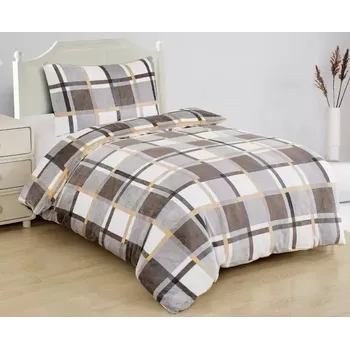 Povlečení Jahu Povlečení Mikrovlákno a Mikroflanel Káro žlutošedobílé