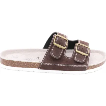 Pánské pantofle SAMLUX® Pánské kožené korkové pantofle hnědé 988M-2 (100% kůže) Barva: DK Brown, Velikost: 42