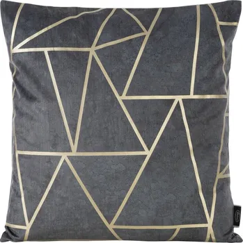 Povlečení Šedý sametový povlak na polštář se zlatým geometrickým potiskem MOLY 45x45 cm