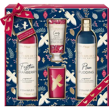 Kosmetická sada Baylis & Harding Winter Wonderland - sada tělové péče a svíčky, 4 ks vánoční dárková sada s vonnou svíčkou a pečujícími produkty pro tělo i ruce