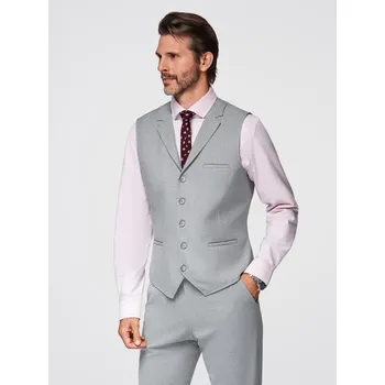 Pánská vesta Pánská obleková vesta s límcem - světle šedá V1 OM-BLZV-0109 - L