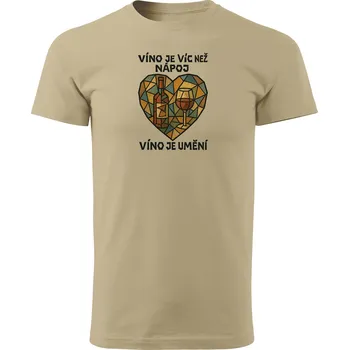 Pánské tričko Grooters Tričko pro milovníky vína - Víc než nápoj Barva: Béžová, Velikost: XS