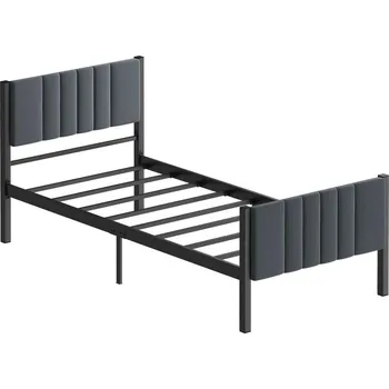 Postel Kovová jednolůžková postel LUNOR 90x200 cm antracit nosnost 120 kg