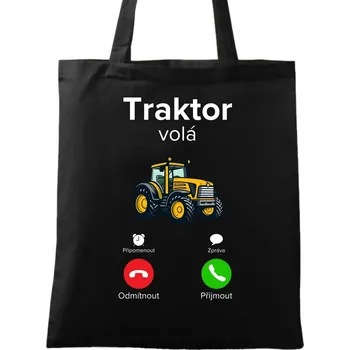 Bavlněná taška Traktor volá Phone Call (Barva: Černá)