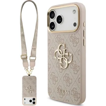 Náhradní kryt pro mobilní telefon Guess Kryt iPhone 17 Pro Max Guhcp17Xp4G4Bcsp (Pu W/ Big 4G Classic & Big Strap Metal Buttons) Pink